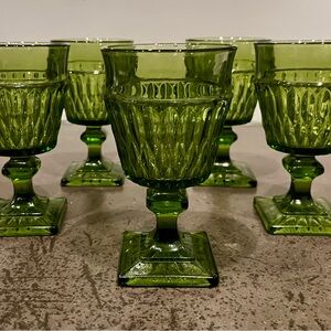 Set of Green Glass Goblets
